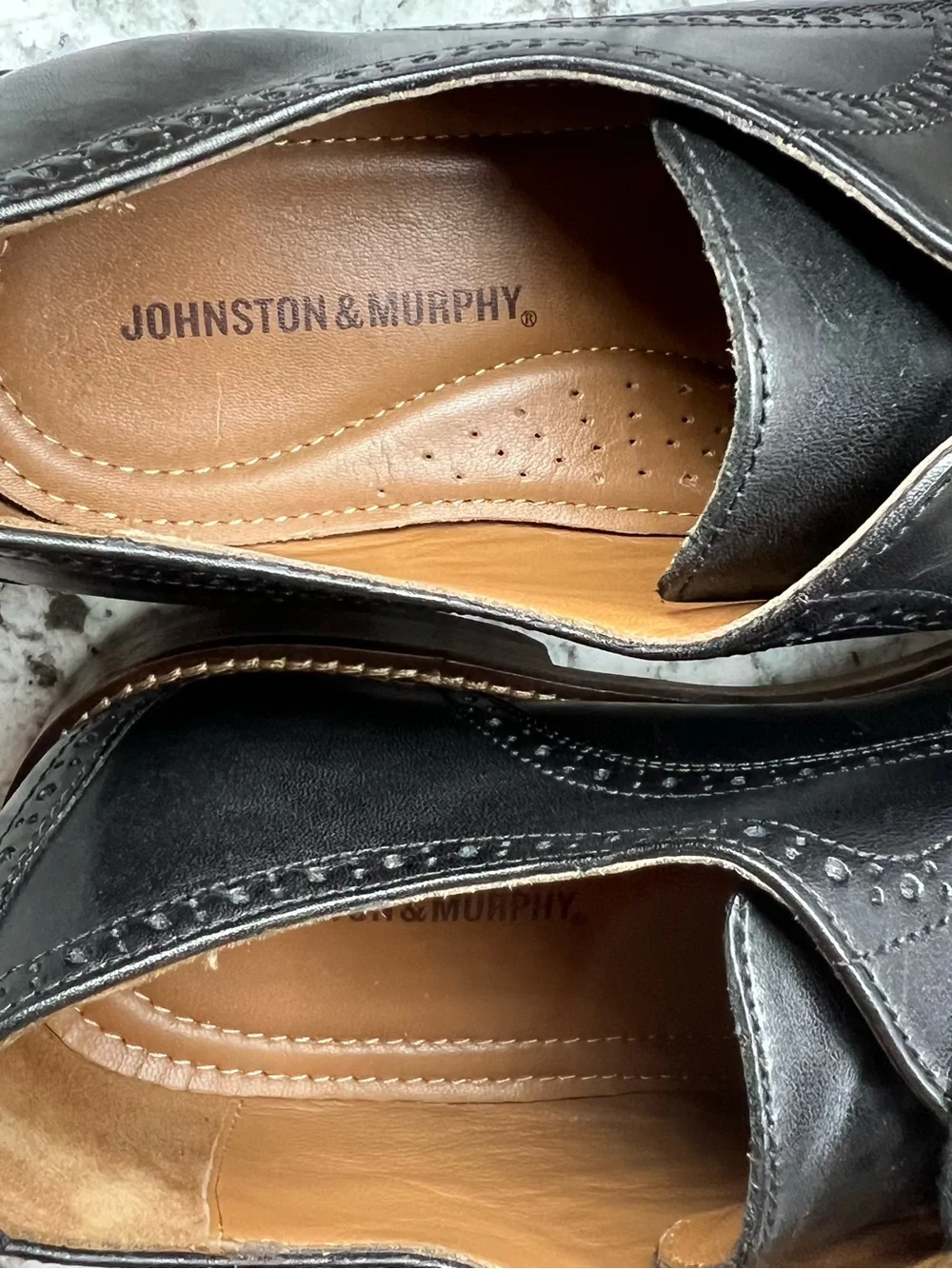 Johnston & Murphy Black Leather Wingtip Derby Shoes US11.5 excellent
